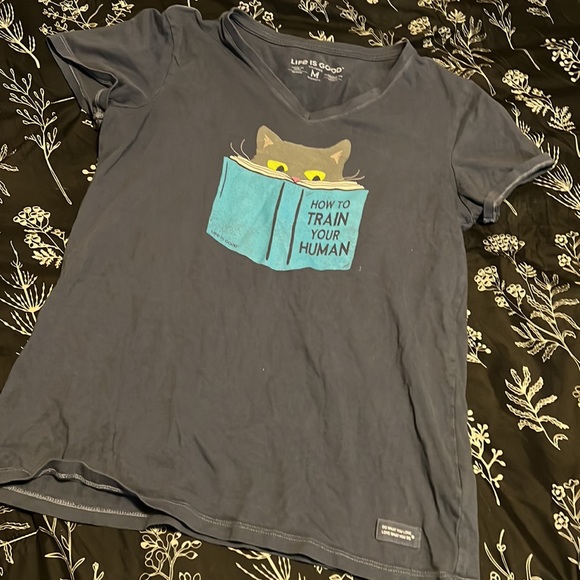 Life is Good Blue Kitty Cat How To Train Your Human T Shirt - Picture 5 of 7